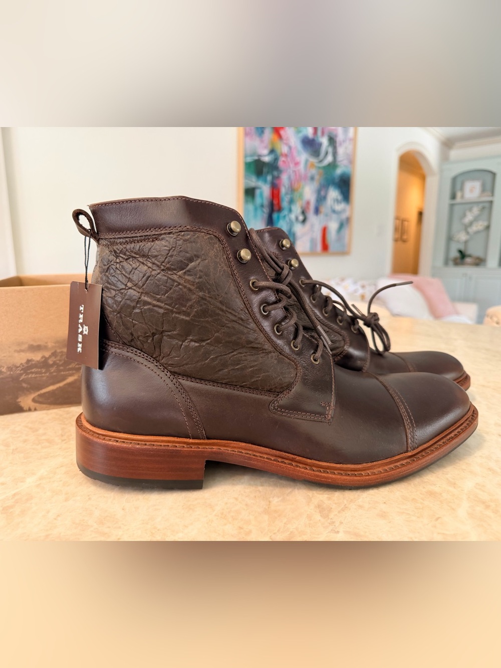 Men's Brown Leather Lace-Up Trask Boots